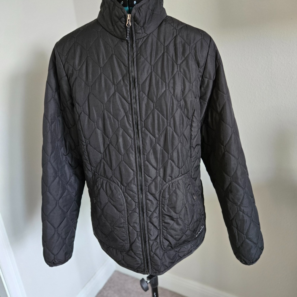 Eddie Bauer Womens Diamond Quilted Lightweight Jacket Sz Large Minimalist Black